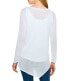 Nic+zoe Feather weight Asymmetric Hem Linen Blend Sweater Paper white XL