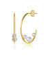 ფოტო #1 პროდუქტის 14K Gold Plated Pearl Open Hoop Earrings