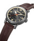 ფოტო #2 პროდუქტის Men's Quartz Westerly Dark Brown Leather Nylon Strap Watch, 46mm