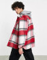 ASOS DESIGN oversized wool look shacket in red check