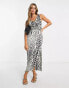 Pretty Lavish asymmetric split midaxi dress in abstract print