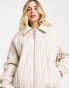 ASOS DESIGN faux leather quilted bomber jacket in cream