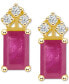ფოტო #8 პროდუქტის Ruby (1-3/8 ct. t.w.) & Diamond (1/8 ct. t.w.) Crown Stud Earrings in 14k Gold (Also in Emerald & Tanzanite)
