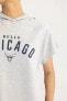 DeFactoFit NBA Chicago Bulls Oversize Fit Kapüşonlu Kısa Kollu Tişört B9995AX24SM