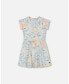 Girl French Terry Dress Baby Blue With Printed Romantic Flower - Child