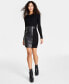 ფოტო #5 პროდუქტის Juniors' Bodycon Faux-Leather Long-Sleeve Sweater Dress