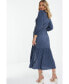 ფოტო #3 პროდუქტის Women's Long Sleeve Belted Wrap Midi Dress