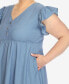 ფოტო #3 პროდუქტის Plus Size Ruffle Sleeve Knee-Length Dress