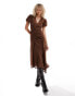 Фото #8 товара Reclaimed Vintage ruched maxi slip dress in brown