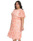 Фото #3 товара Plus Size Jewel-Neck Short-Sleeve Chiffon Dress