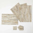 Фото #11 товара Текстильный набор Homescapes 4 шт. кожаных подставок для стола в пэчворк дизайне, серо-кремовые, с золотыми металлическими вкраплениями