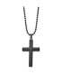 ფოტო #3 პროდუქტის Brushed Black IP-plated Cross Pendant Ball Chain Necklace