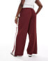 ASOS DESIGN Curve pull on trouser with contrast panel in burgundy