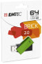 EMTEC C350 Brick 2.0 - 64 GB - USB Type-A - 2.0 - 15 MB/s - Swivel - Black,Green