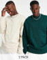 Фото #1 товара ASOS DESIGN oversized sweatshirt 2 pack green/beige