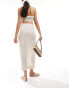 Object stretch jersey midi skirt with twist detail in off white