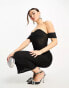 Фото #8 товара Jaded Rose ruched corset waist sheer midaxi dress in black