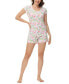 ფოტო #5 პროდუქტის Women's Printed Short Sleeve Top with Shorts Pajama Set, 2-Piece