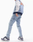 Фото #2 товара ASOS DESIGN tapered fit jeans in light blue with carpenter detail - LBLUE