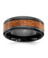 Фото #1 товара Black Zirconium Sapele Wood Inlay Wedding Band Ring