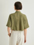 Фото #27 товара Рубашка женская Koton Crop Oversize Viskon Keten Короткий рукав с карманами