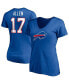 ფოტო #1 პროდუქტის Women's Josh Allen Royal Buffalo Bills Player Icon Name and Number V-Neck T-shirt