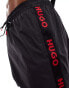 Hugo Fab red logo tape swim short in black