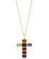 ფოტო #1 პროდუქტის EFFY® Multi-Gemstone Cross 18" Pendant Necklace (5-1/4 ct. t.w.) in 14k Gold