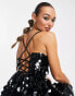 ASOS DESIGN embellished mini corset prom with oversized disc sequin in black