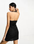 ASOS DESIGN linen halter mini sundress in black