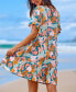 Women's Soft Tropics Short Sleeve Mini Beach Dress Оранжевый, Large - фото #3