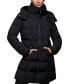 Фото #1 товара Petite Faux-Leather-Trim Hooded Puffer Coat