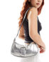 Фото #1 товара Glamorous buckle front shoulder bag in silver metallic