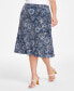 Plus Size Paisley-Print Pull-On Midi Skirt