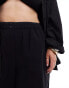 COLLUSION Plus beach linen straight leg boxer trouser in black