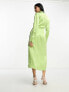 Фото #2 товара Pretty Lavish wrap shirt midaxi dress in apple green