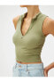 Crop Seamless Bluz Yarım Fermuarlı