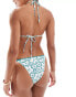 Фото #3 товара Vero Moda crochet trim bikini top in green line drawn floral