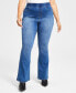 ფოტო #2 პროდუქტის Trendy Plus Size Curvy Pull-On Flare-Leg Jeans