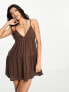 Фото #1 товара Rhythm classic tiered mini dress in chocolate