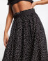 Only pleated midi skirt in black spot print