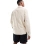 Threadbare long sleeve linen slub shirt with utlity pockets in stone