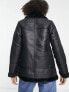 Фото #3 товара New Look Tall aviator jacket with contrast borg in black