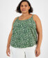 Фото #1 товара Plus Size Printed Cowlneck Camisole Top, Created for Macy's