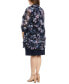 ფოტო #2 პროდუქტის Plus Size Floral Mesh Jacket and Contrast-Trim Sleeveless Dress