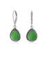 Фото #1 товара Green Dyed Natural Jade Pear Shaped Teardrop Lever Back Dangle Drop Earrings For Women Oxidized Sterling Silver