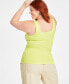 Фото #2 товара Trendy Plus Size Ribbed Square-Neck Tank, Created for Macy's