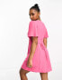 New Look button through mini tea dress in pink