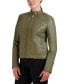 Фото #3 товара Women's Stand-Collar Leather Moto Coat, Created for Macy's
