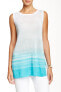 Joan Vass Womens Sleeveless Turquoise Space-Dye Linen Tunic Tank Top Size 12-14 - фото #1